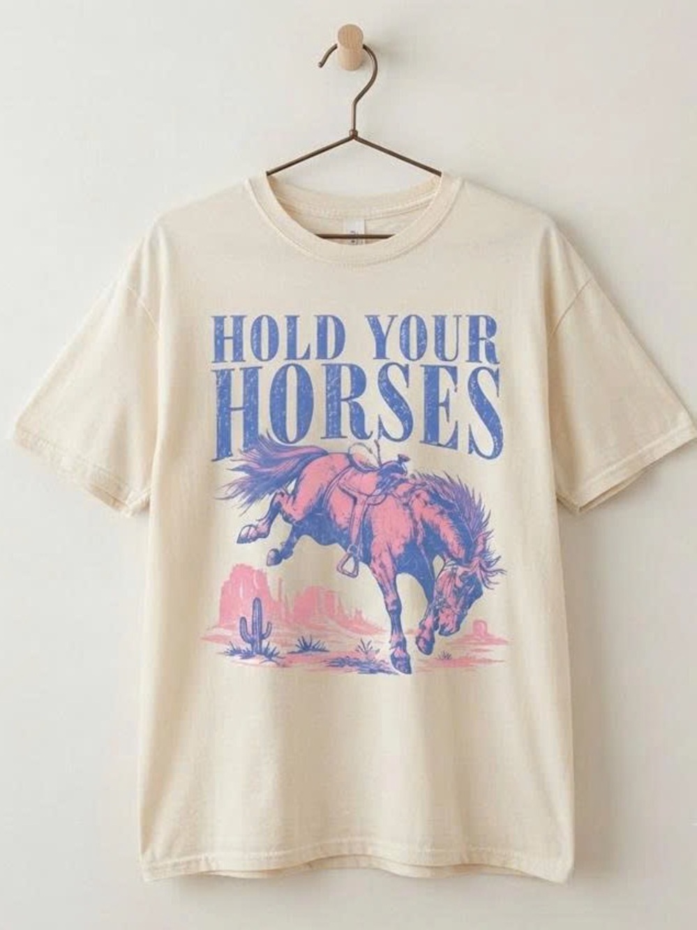 'Hold Your Horses' Cream Graphic Tee